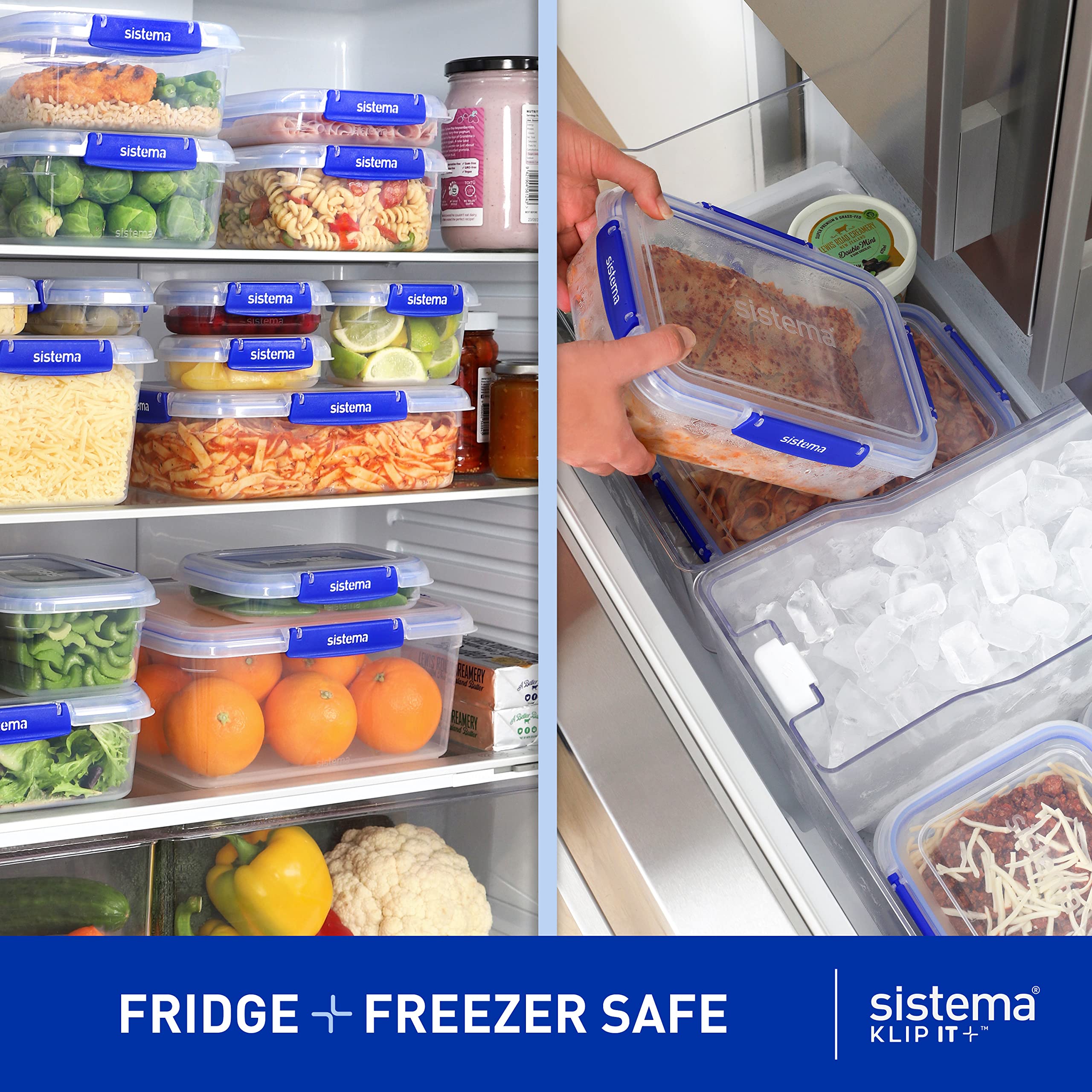 Sistema KLIP IT PLUS Food Storage Container | 5.5 L Square | Airtight & Stackable Meal Prep Container with Lid | School Lunch Box | BPA-Free | 1 Count