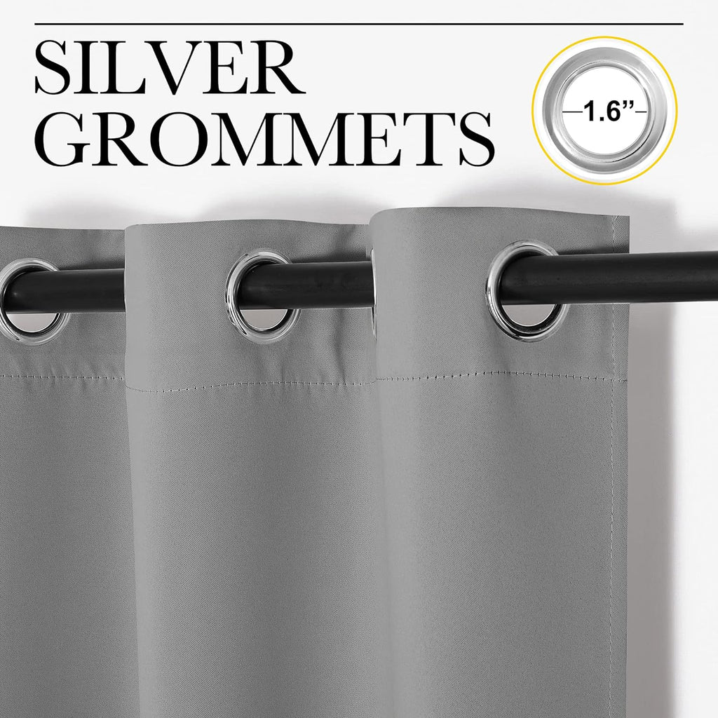 NICETOWN Silver Grey Room Darkening Curtain Panels - 120" Long | Heat-Blocking Drapes for RV & Studio, 55" Width, Set of 2