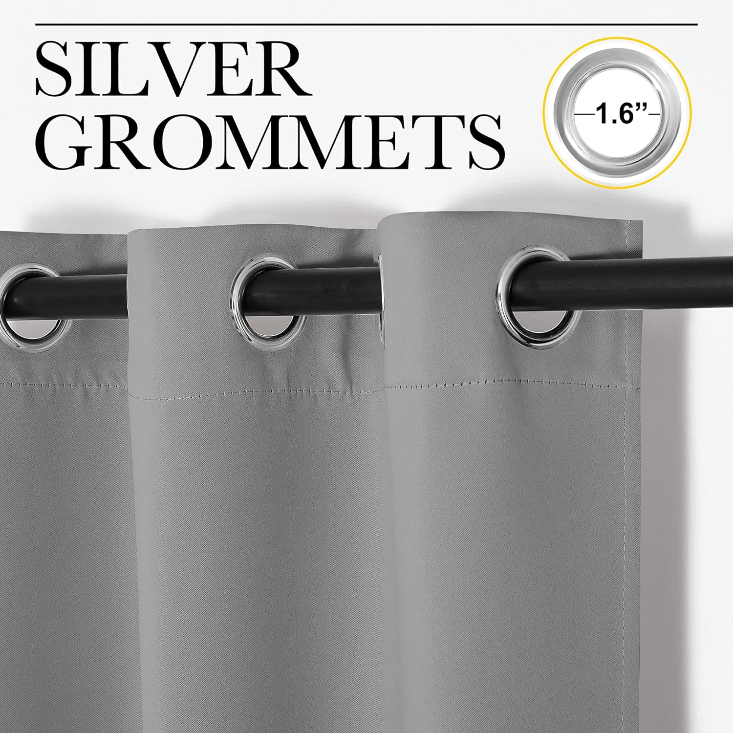 NICETOWN Silver Grey Room Darkening Curtain Panels - 120" Long | Heat-Blocking Drapes for RV & Studio, 55" Width, Set of 2