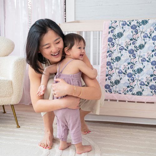 aden + anais Essentials 3-Piece Crib Bedding Set, Baby Bedding Bundle, Cotton Blanket, Crib Sheet, Crib Skirt, Flowers Bloom