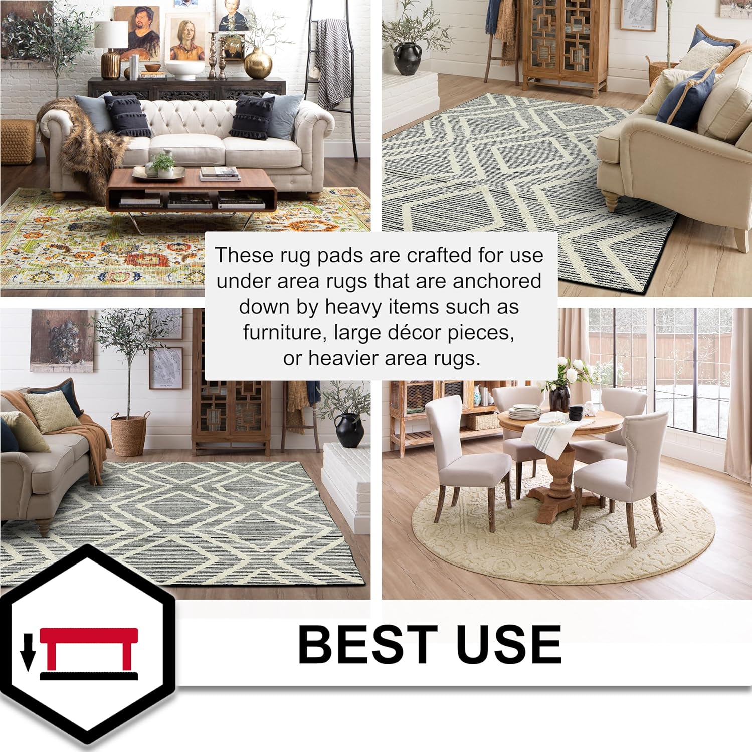 Mohawk Home Felt Rug Pad - 1/4 Inch Thick Cushion for Area Rugs | 8' x 10' Size, Protects Hardwood Floors