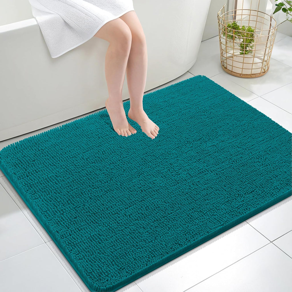 OLANLY Bathroom Rugs - Extra Soft Chenille Bath Mats | Quick Dry, Machine Washable, 40x32, Deep Lake