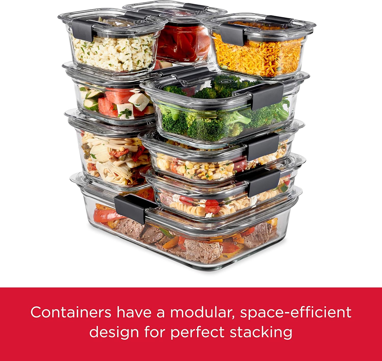 Rubbermaid Brilliance Glass Storage Containers - 4.7-Cup Set of 3 with Lids - Clear Design
