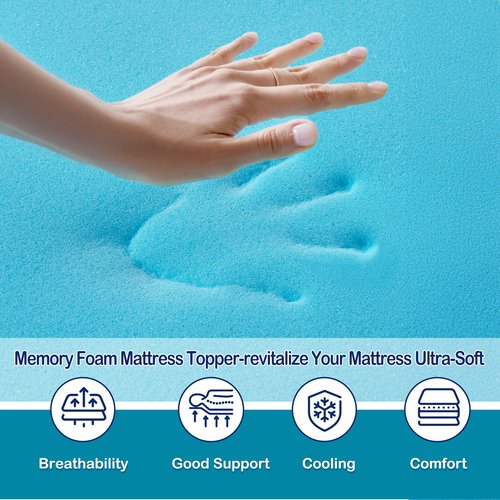 4 Inch Dual Layer Memory Foam Mattress Topper for Pressure Relief and Back Pain, 2" Gel Memory Foam and 2" Cooling Pillow Top Mattress Pad Cover, Medium Support, King Size