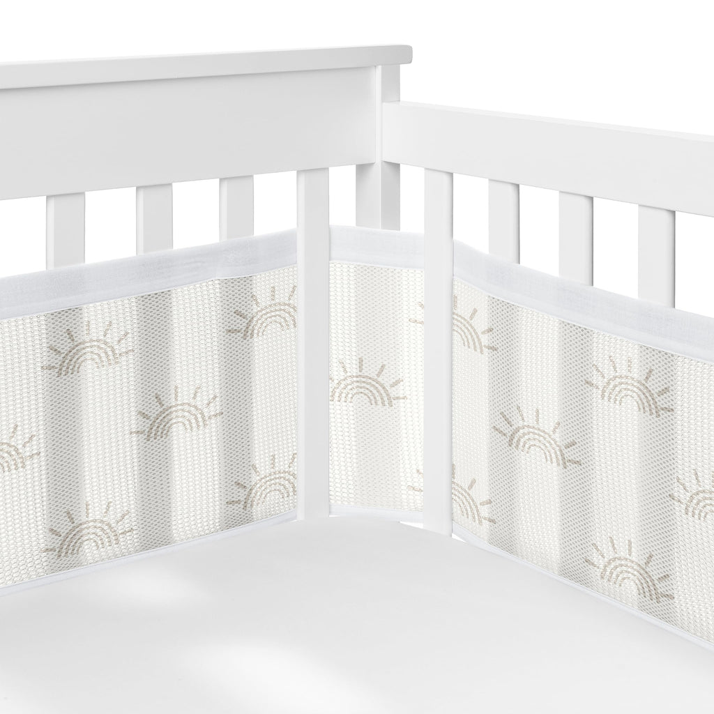 Sweet Jojo Designs + BreathableBaby 2-Piece Breathable Mesh Crib Liner Set (Ivory Boho Chic Sun) for Boys/Girls, Baby, Infants/Newborn Nursery (Sunrise, Sunset, Bohemian, Farmhouse, Shabby, Modern)