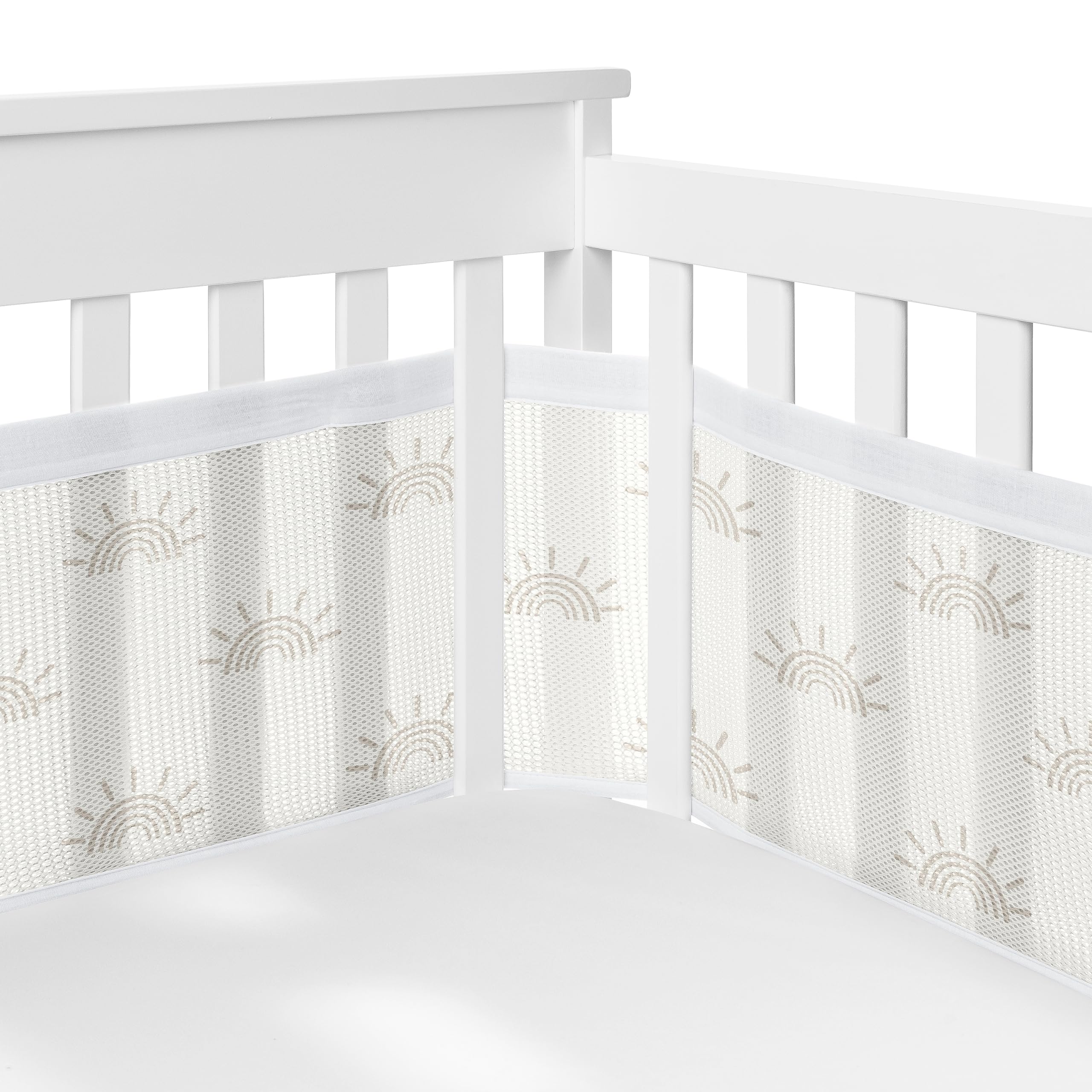 Sweet Jojo Designs + BreathableBaby 2-Piece Breathable Mesh Crib Liner Set (Ivory Boho Chic Sun) for Boys/Girls, Baby, Infants/Newborn Nursery (Sunrise, Sunset, Bohemian, Farmhouse, Shabby, Modern)