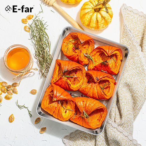E-far Mini Toaster Oven Tray, 9.4”x7.3” Stainless Steel Baking Cookie Sheet, Small Non-toxic Metal Baking Pan for Cake, Rust Free & Warp Free, Mirror Finish & Dishwasher Safe, 1 Pack