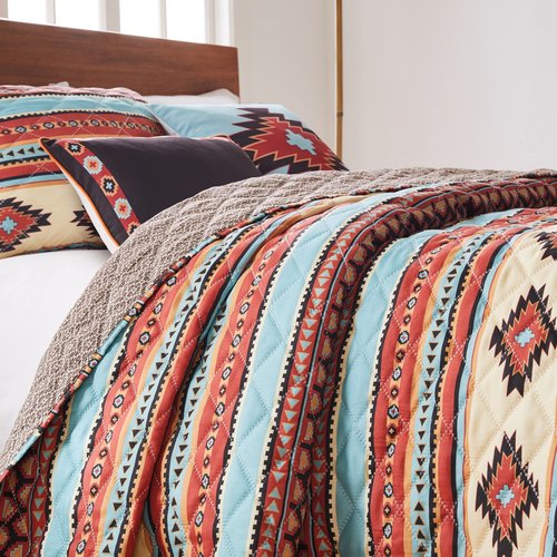 Greenland Home Red Rock Quilt and Pillow Sham Set, 3-Piece King/Cal King, Clay