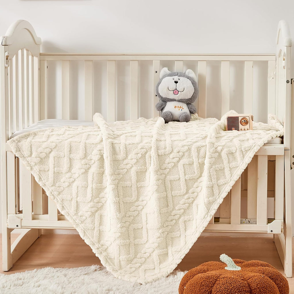 Sherpa Fleece Baby Blanket - Ultra Soft & Fluffy Premium Receiving Blanket for Infants | 30”×40” (Cream)