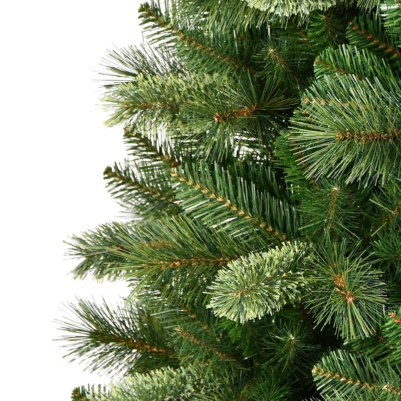 7.5 ft Slim Pine Artificial Christmas Tree - Unlit, Hinged Branches