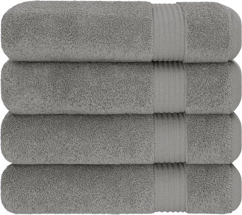 Cotton Paradise Extra Large Soft Plush Turkish Bath Towels Set - 4 Piece in Light Grey