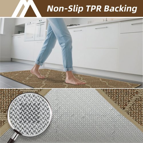 COSY HOMEER Kitchen Rug Non Slip Washable 24"x71", Absorbent Kitchen Mats for Floor, Runner Rugs for Kitchen Floor, 100% Polypropylene Kitchen Sink Rug (Beige)