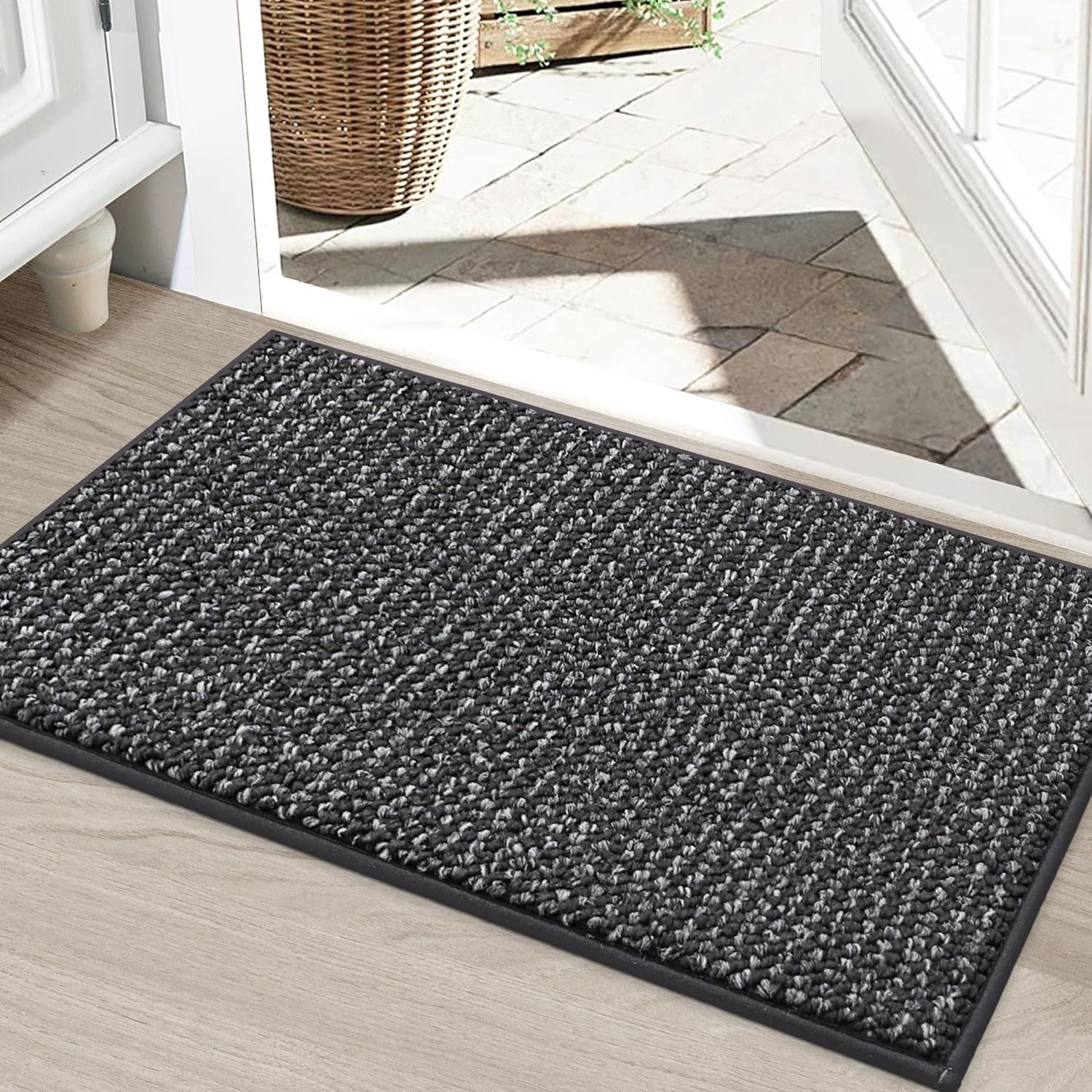 BEQHAUSE Dirt Trapper Door Mat - Non-Slip, Washable, Absorbent Welcome Mat | 24" x 36", Charcoal