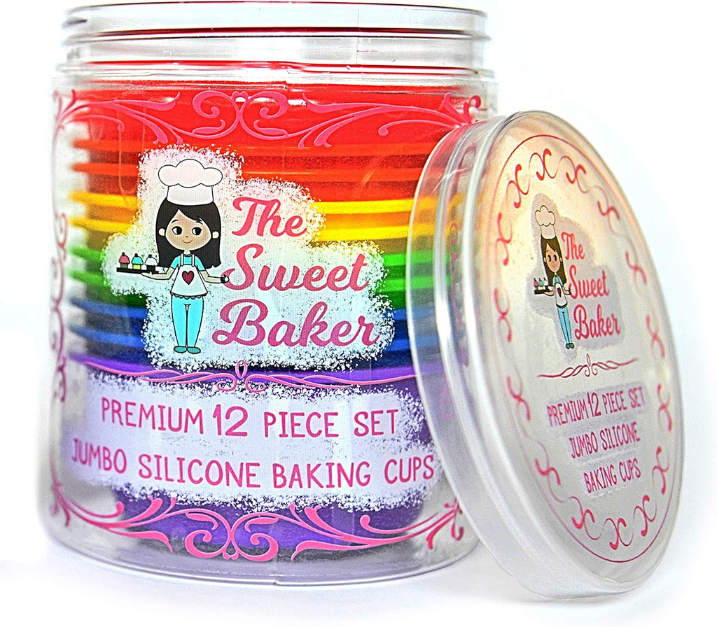 Professional Jumbo Silicone Baking Cups - Premium 12-Piece Set | Reusable Muffin Pans | BPA-Free