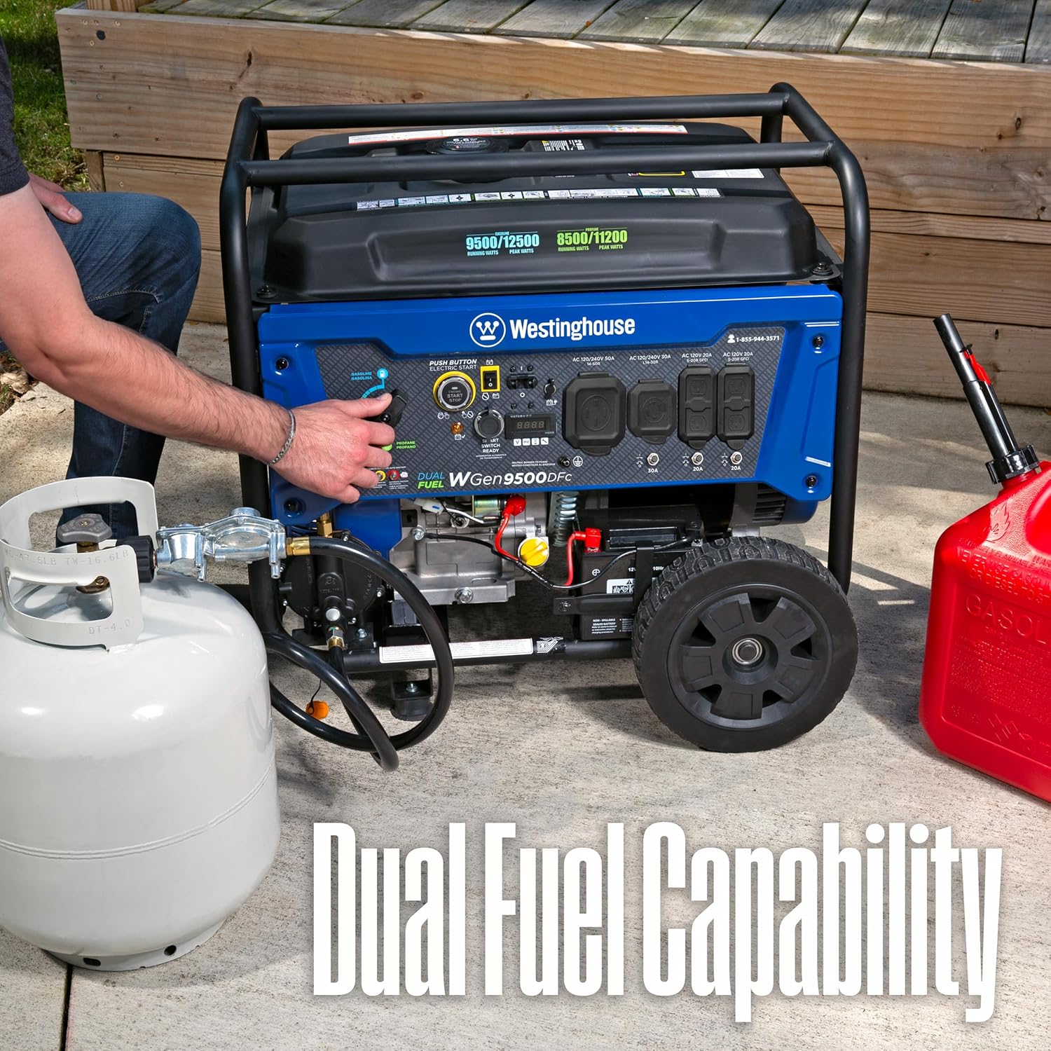 Westinghouse 12500 Peak Watt Portable Generator - Dual Fuel, Remote Start & CO Sensor Ready