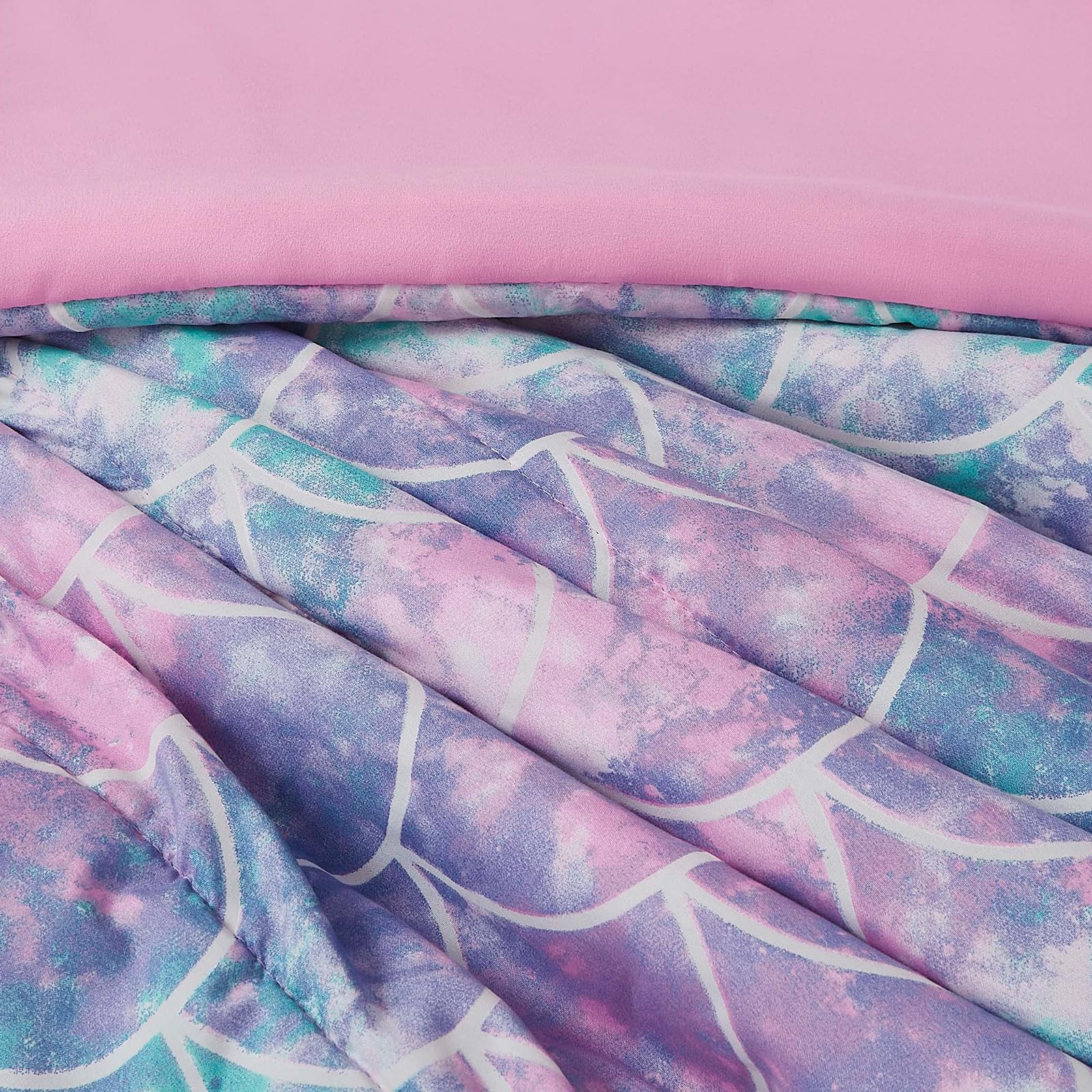 Wink Deer Twin Comforter Set for Girls-3 Pieces Mermaid Glow in the Dark Twin Bedding Sets for Kids,1 Comforter,1 Sham and 1 Decor Pillow