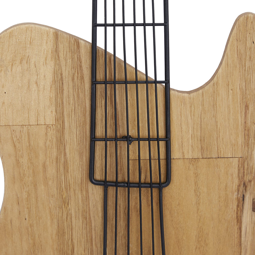 Deco 79 Wooden Guitar Home Wall Decor Wall Sculpture, Wall Art 2" x 11" x 31", Brown