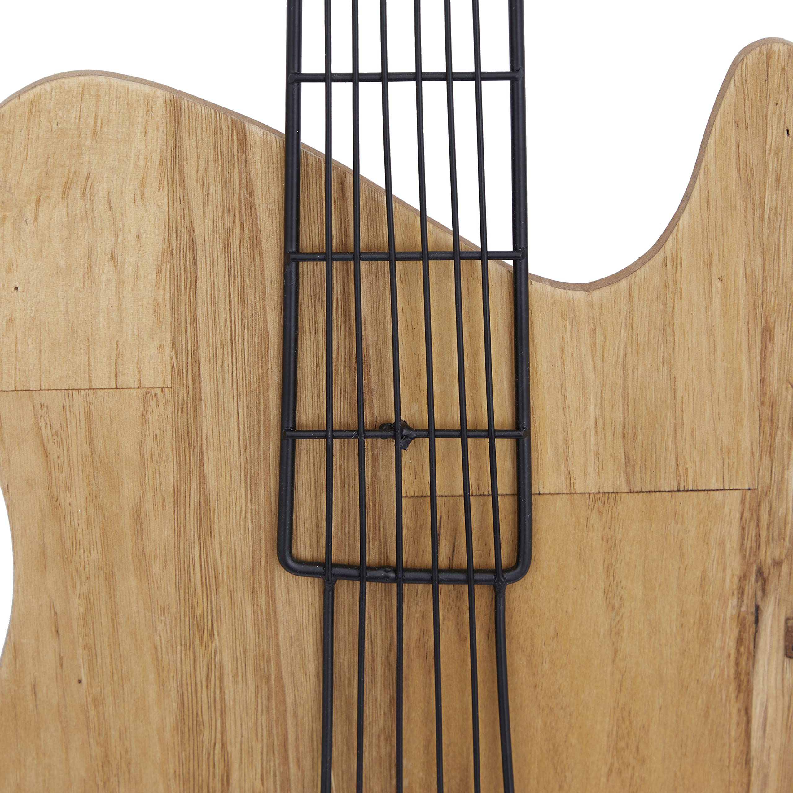 Deco 79 Wooden Guitar Home Wall Decor Wall Sculpture, Wall Art 2" x 11" x 31", Brown