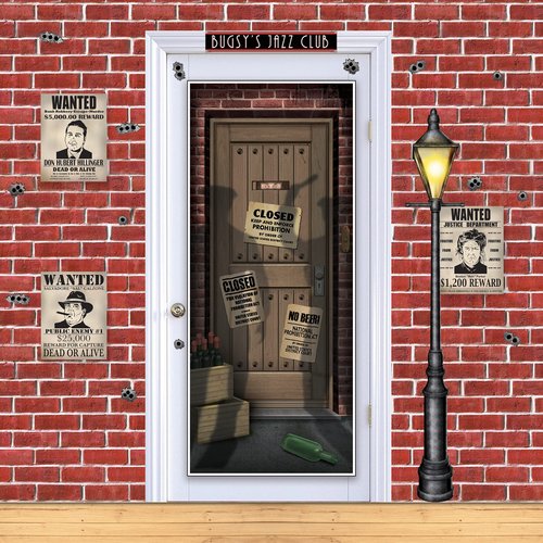 Beistle 2-Pack Speakeasy Door Cover, All-Weather Prohibition Era Hanging Decorations & Roaring 1920s Party Decor for Gatsby Themed Parties, 6' x 30"
