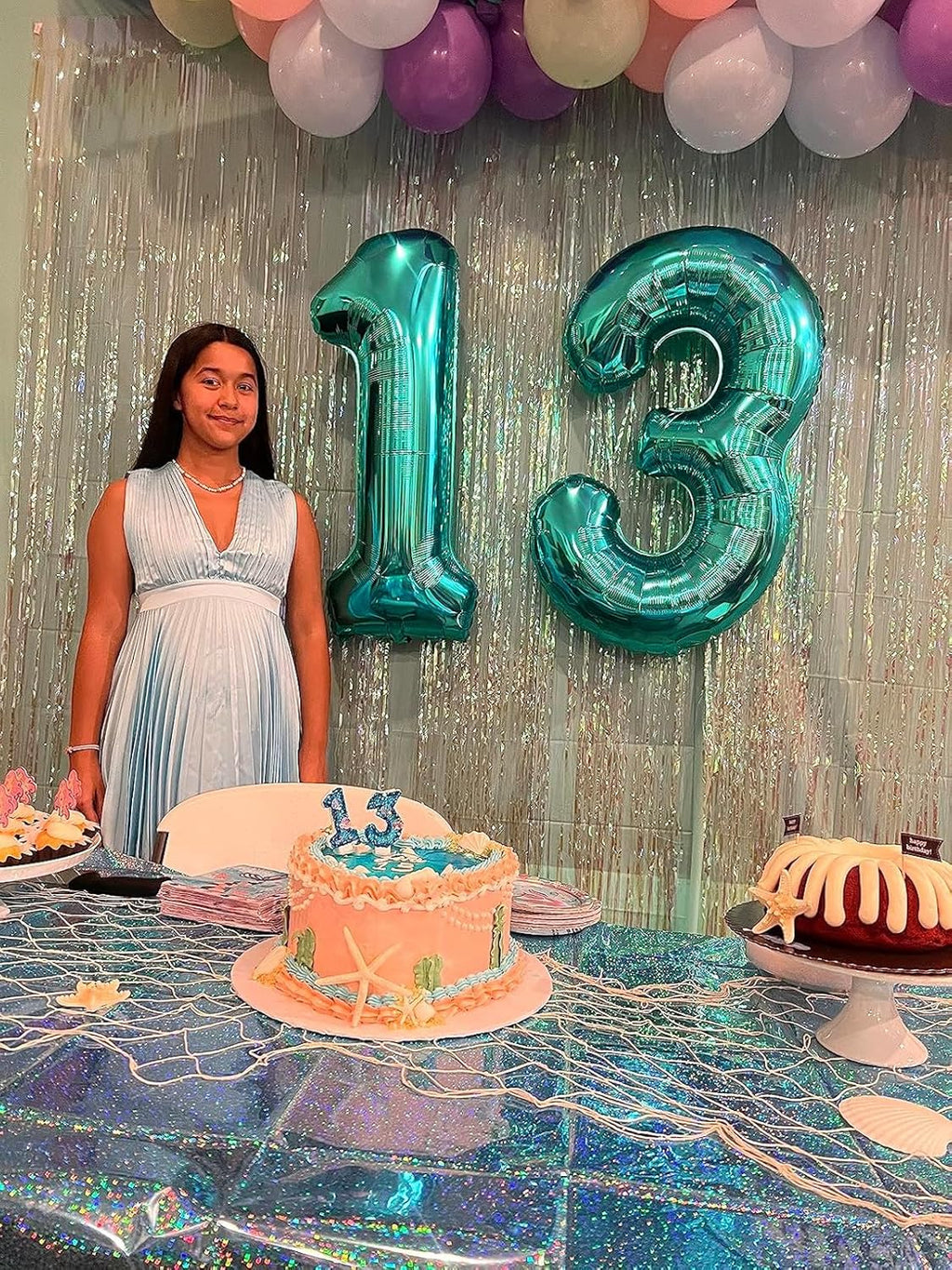 40 Inch Blue-Green Number 9 Balloon - Perfect for Birthday Parties, Engagements & Graduations
