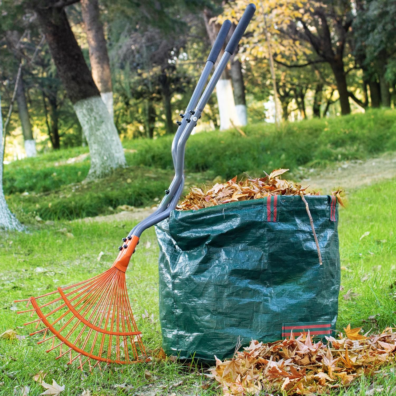 Walensee Leaf Rake - Heavy Duty Leaf Picker & Scooper with Long Steel Handle | Multi-Use Garden Claw
