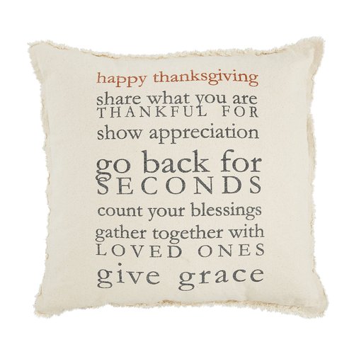 Mud Pie Square Holiday Rules Pillow, Thanksgiving, 20" x 20"