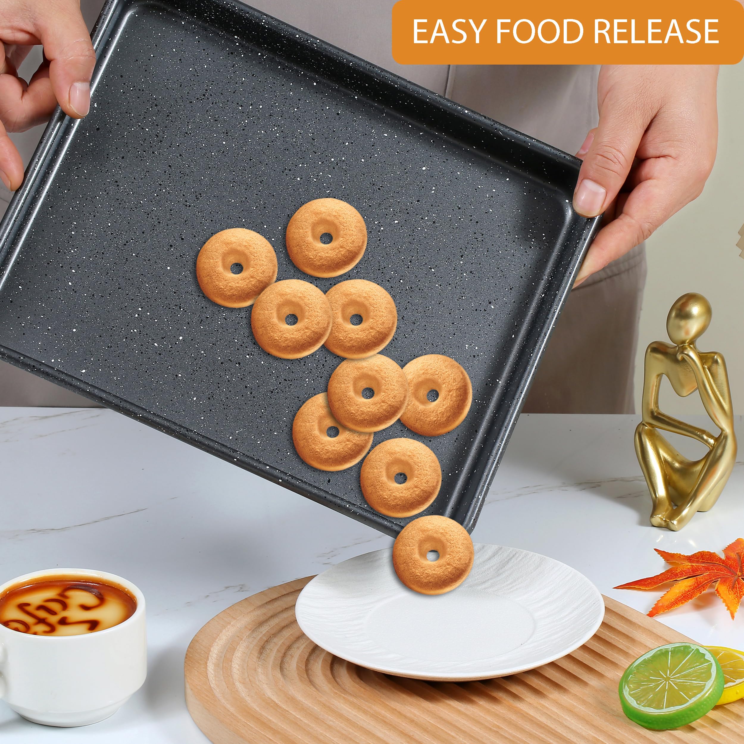 Walooza 11 Inch Nonstick Baking Sheets Set of 2, Carbon Steel Cookie Sheets for Baking, Heavy Duty & Stackable Baking Pans for Oven, Non Toxic & Easy Clean, 11x9 Inch Baking Trays