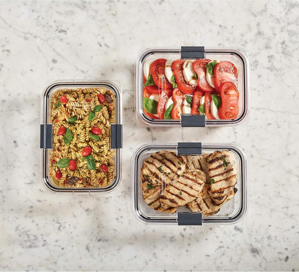 Rubbermaid Brilliance Food Storage Containers - Large 9.6 Cup Clear | Set of 3 for Freshness