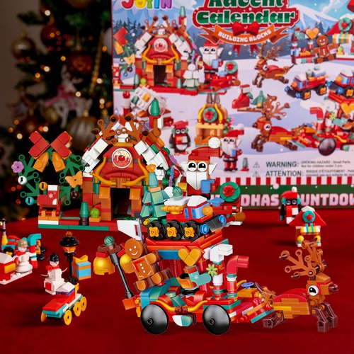 JOYIN 2025 Christmas Advent Calendar Building Blocks, 24 Days Christmas Theme Countdown Building Toy Set for Boys Girls, Xmas Party Favor Supplies, Classroom Prizes, Kids Xmas Gifts