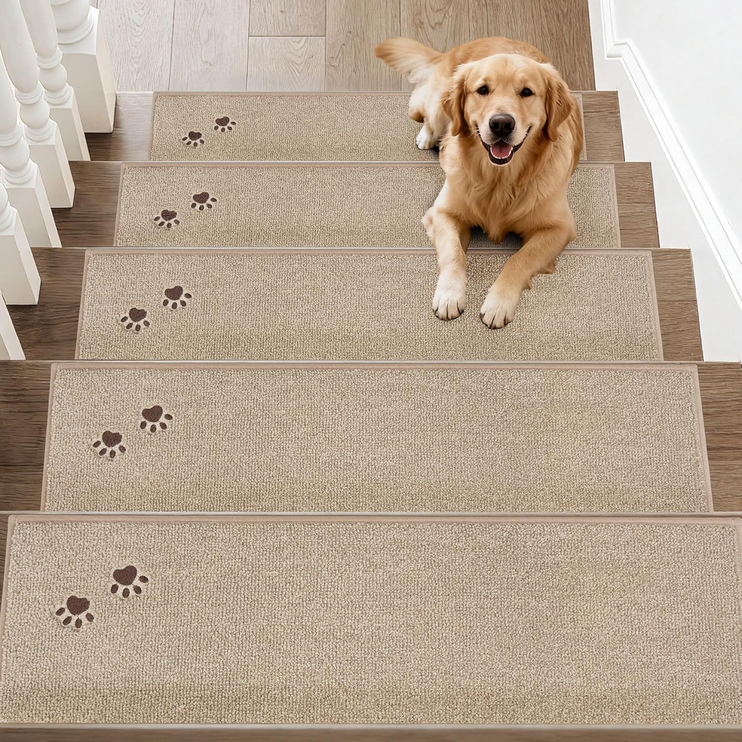 BEQHAUSE Non-Slip Carpet Stair Treads - Soft Indoor Stair Runners, 28"x9", 15pcs, Beige
