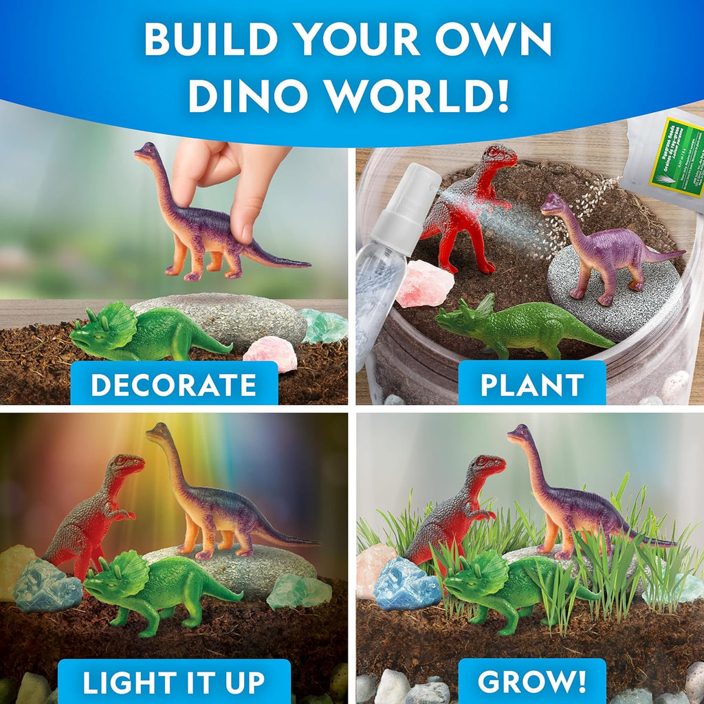National Geographic Dinosaur Terrarium Kit - Light-Up Dino Habitat with Real Plants | Science Kit for Kids