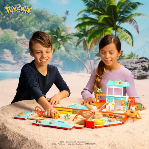 Jazwares Pokémon Carry Case - Portable Beach Battle Playset with Action Features & 2-Inch Pikachu Figure