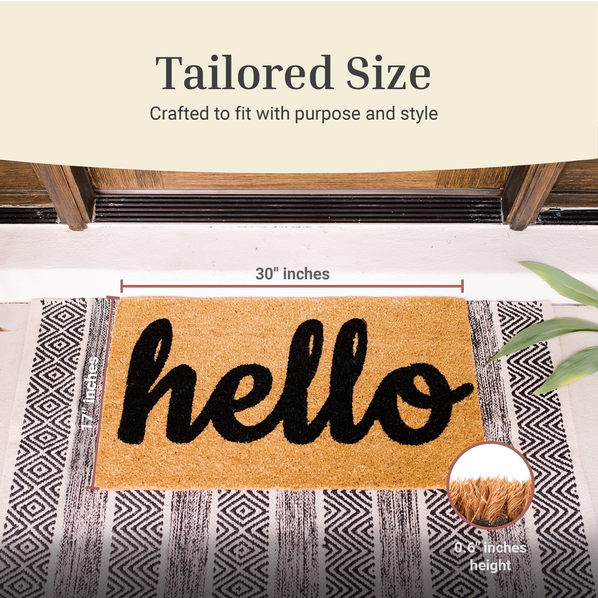 THEODORE MAGNUS Door Mat - Welcome Mat for Front Door with Non-Slip Backing - Durable Coir Doormat - Perfect for Outside Entrance and Entryway Matt - Outdoor/Indoor - Good Vibes Only - 17" x 30"