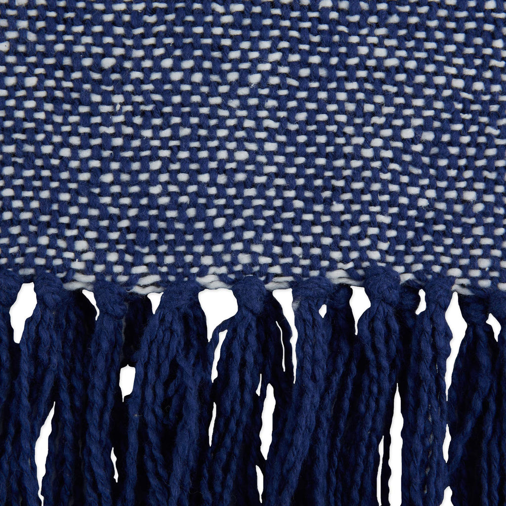 DII Navy Stripe Homespun Throw, 50x60 with 2.5" Fringe