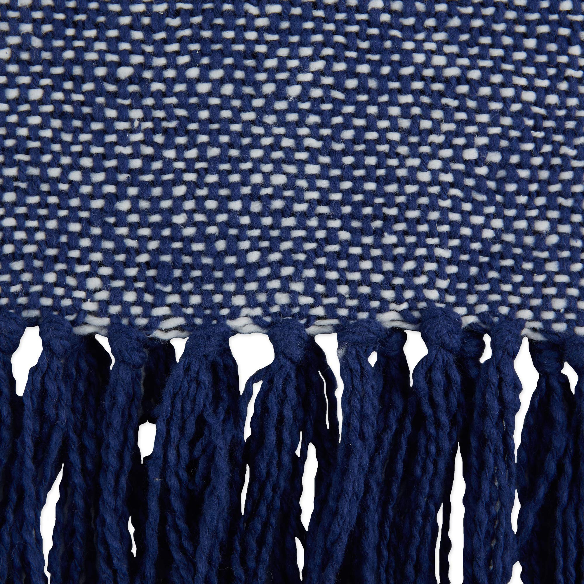 DII Navy Stripe Homespun Throw, 50x60 with 2.5" Fringe