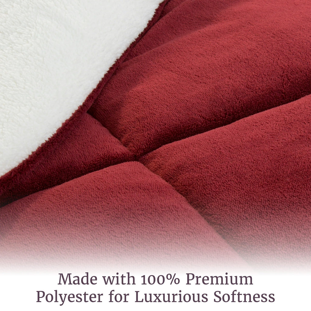 Lavish Home 3 Piece Sherpa/Fleece Comforter Set, King, Burgandy