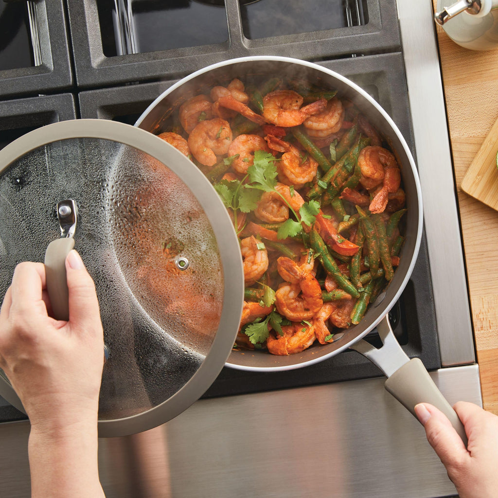 Rachael Ray Cook + Create Nonstick Sauté Pan with Lid, 3 Quart - Almond