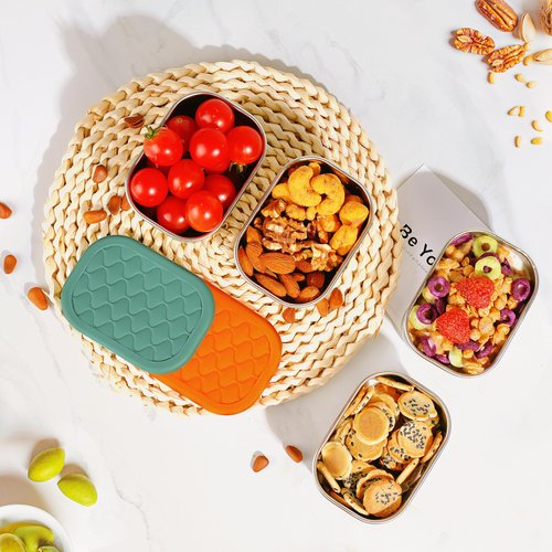 IUAOWEI 3 Pack 8oz Stainless Steel Kids Lunch Box, Small Snack Containers with Lids, Reusable Leak Proof Lunchbox, Salad Dressing Container to Go, Mini Bento Box for Daycare School