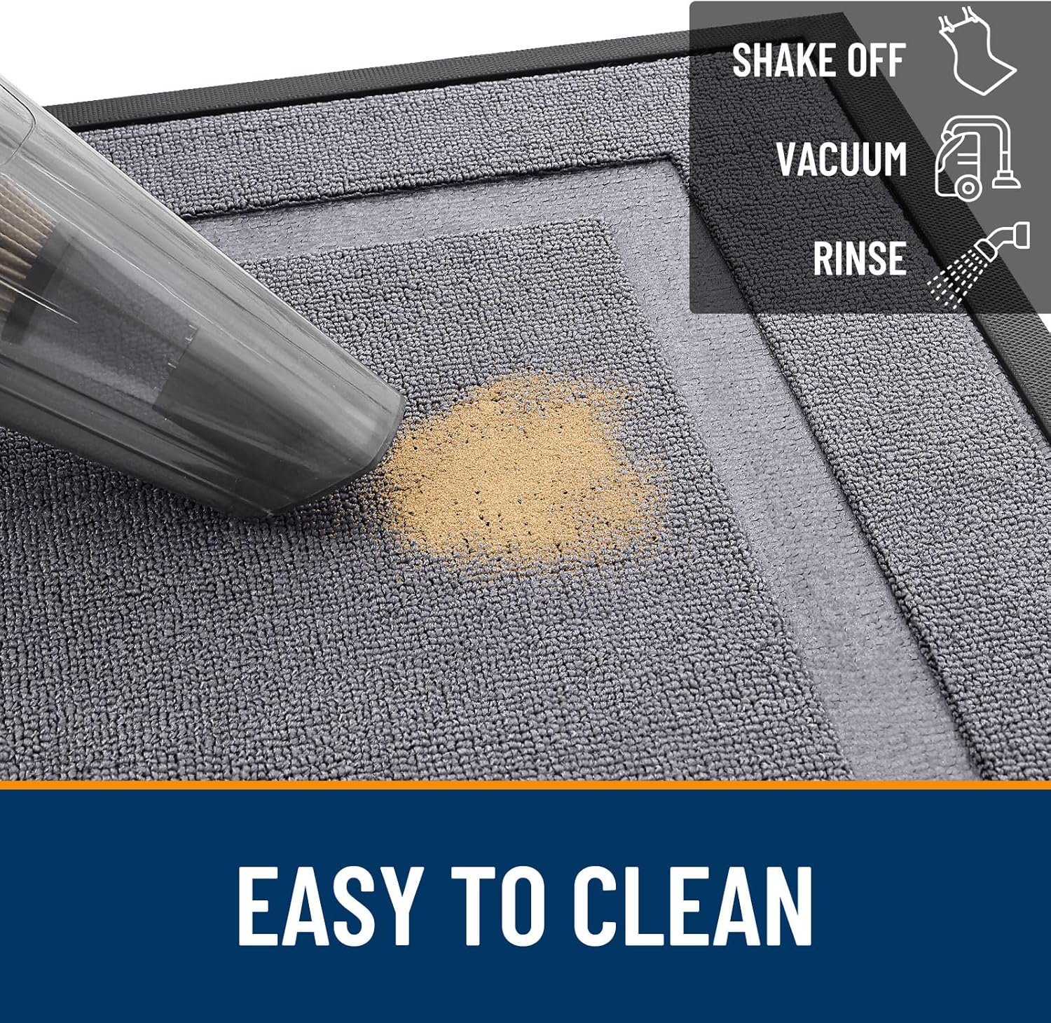 OLANLY Indoor Outdoor Front Door Mat - Waterproof All-Season Doormat, Low Profile, Easy Clean | 29.5x17, Classic Gray