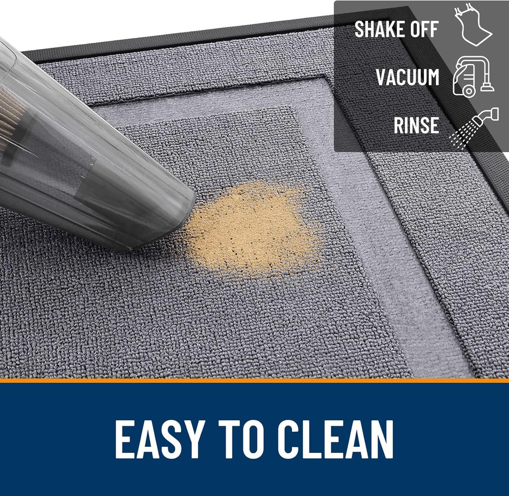 OLANLY Waterproof Front Door Mat - All-Season Indoor/Outdoor Doormat, Easy Clean, 47x17, Classic Gray