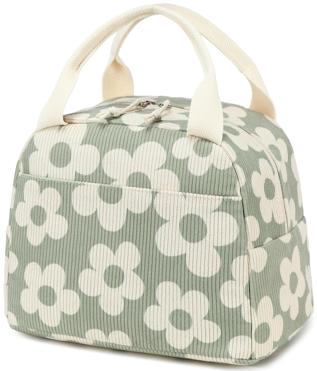 Bluboon Lunch Bag for Women Men Cute Corduroy Lunch Tote Bags Reusable Insulated Lunch Box Large Capacity Reusable Insulated Cooler for Work Picnic or Travel