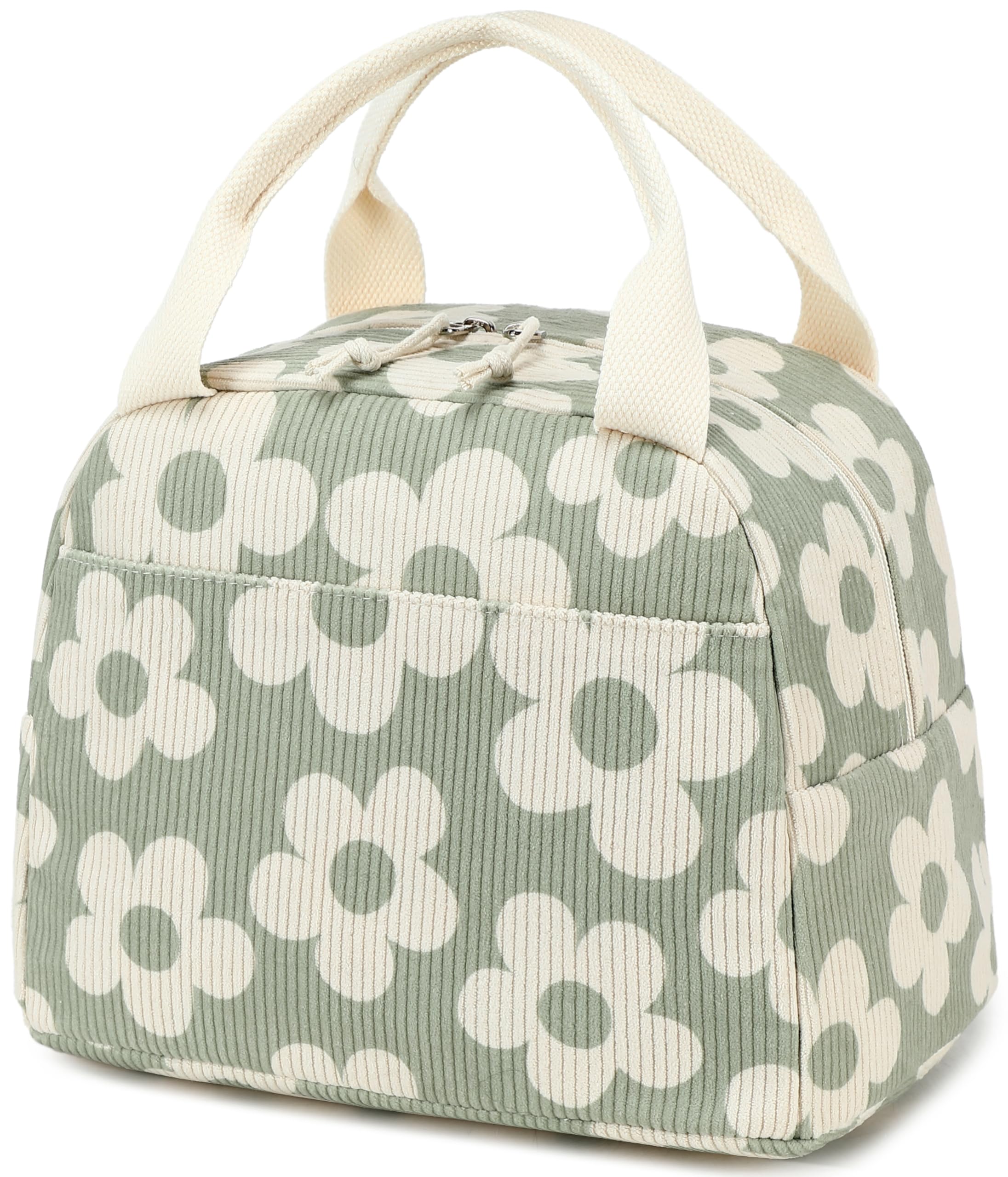 Bluboon Lunch Bag for Women Men Cute Corduroy Lunch Tote Bags Reusable Insulated Lunch Box Large Capacity Reusable Insulated Cooler for Work Picnic or Travel