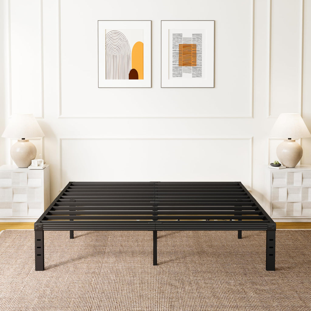 ZIYOO King Bed Frames, 12 Inches Platform Bed Frame, 3500lbs Heavy Duty Steel Slat, Non-Slip Design, No Box Spring Needed, Easy Assembly, Quiet Noise Free, Under Bed Storage Space, Black