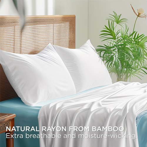 Bedsure Cooling Pillow Cases Set of 2 | Soft Rayon Bamboo Queen Pillow Covers, 20x30 Inches