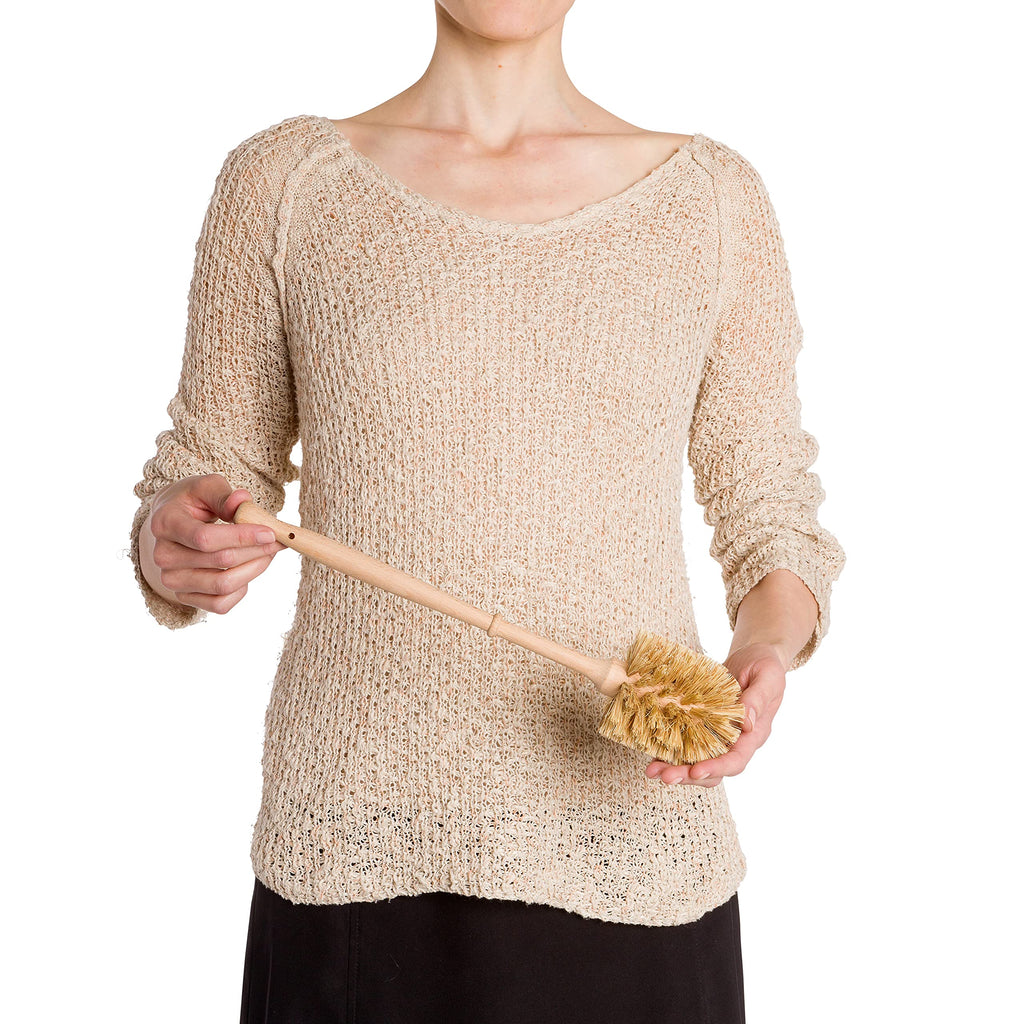 REDECKER Stiff Union Fiber Toilet Brush with Untreated Beechwood Handle - 14-1/2-inches - Made in Germany
