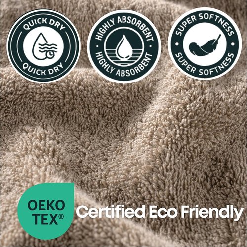 Boulevard Series Luxury 3-Piece Bathroom Towel Set - Soft 100% Turkish Cotton | Bath, Hand & Washcloth (Taupe Quartz)