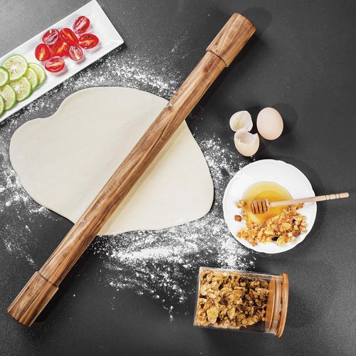 Ironwood Gourmet Acacia Wood Rolling Pins - Set of 2 Durable Long Rolling Pins for Baking