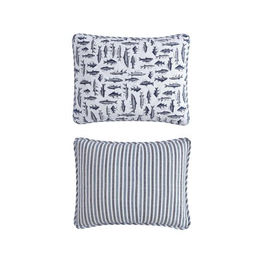 Eddie Bauer - Quilt Set, Super Soft Bedding with Matching Sham, Silky Smooth & Breathable, Classic Home Essentials (Wes Fish Blue, Twin)