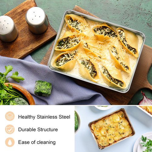 E-far Mini Toaster Oven Tray, 9.4”x7.3” Stainless Steel Baking Cookie Sheet, Small Non-toxic Metal Baking Pan for Cake, Rust Free & Warp Free, Mirror Finish & Dishwasher Safe, 1 Pack