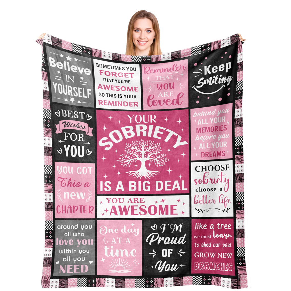 kituzol Sobriety Gifts for Women, Sober Blanket, Addiction Recovery Gift, 1 Year Sober Gift Ideas, AA Gifts Sobriety for Women 60"X50"